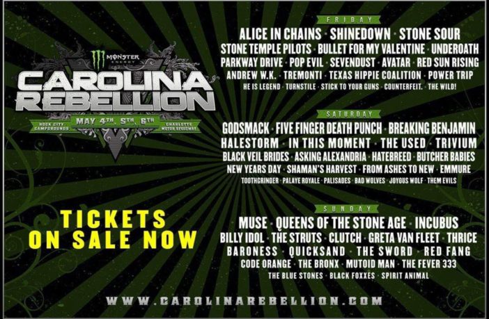 Carolina Rebellion 2022 Schedule Carolina Rebellion 2018 Alice In Chains, Shinedown, Stone Sour And More