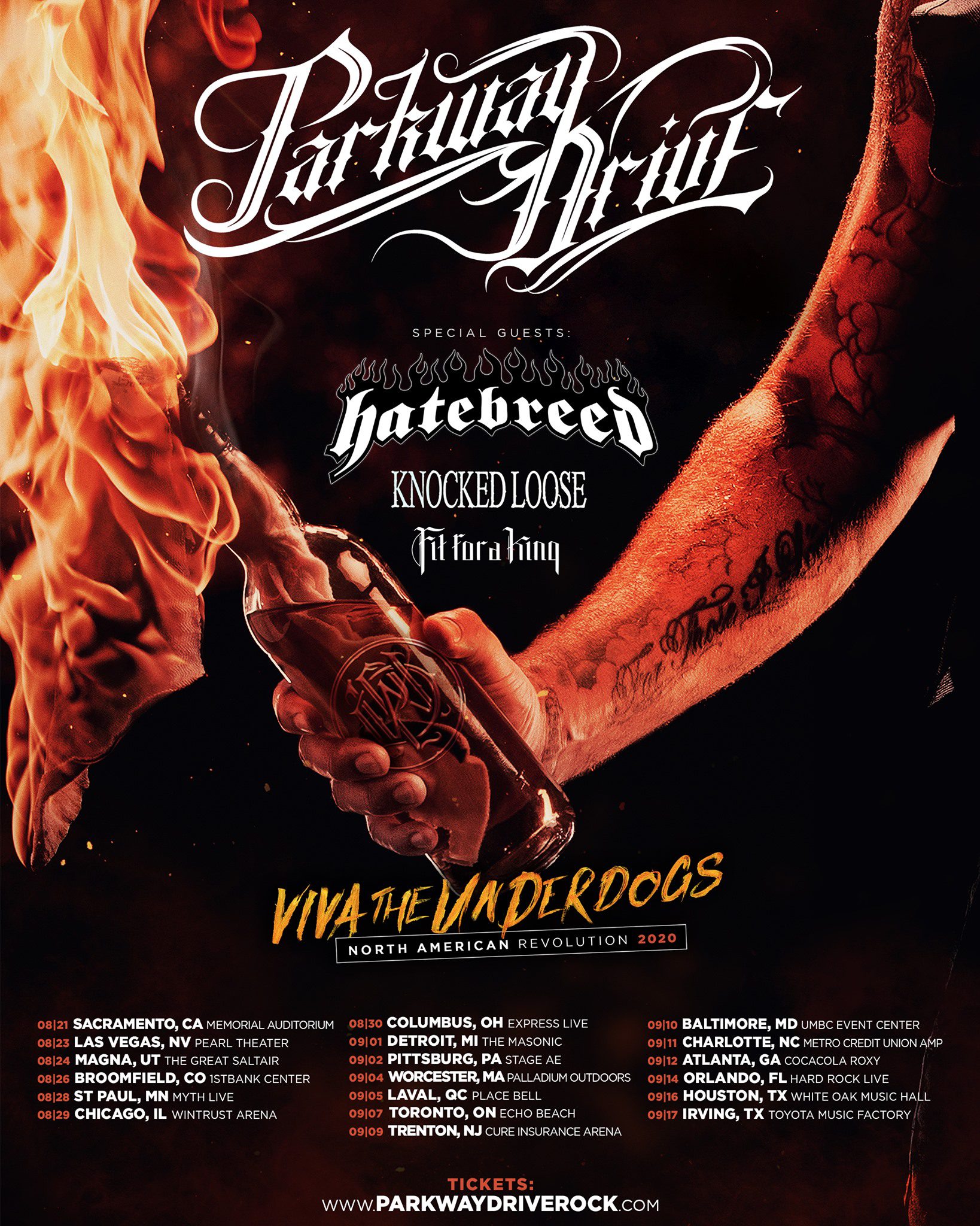 parkway drive tour openers