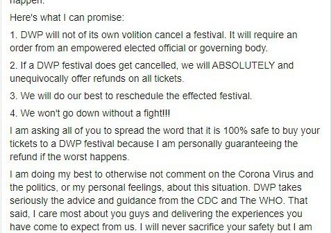 Danny Hayes Of DWP Presents Makes Statement On Upcoming Festivals