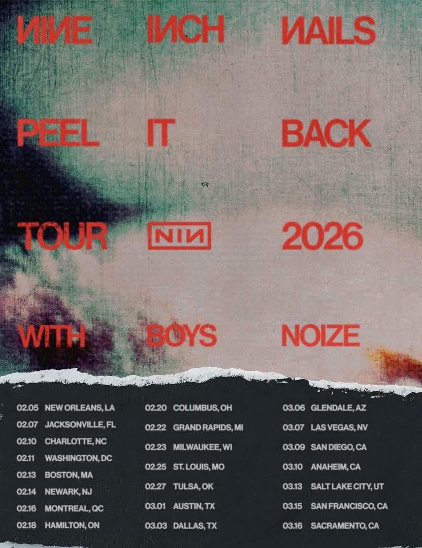 NINE INCH NAILS ANNOUNCE SECOND LEG OF “PEEL IT BACK TOUR” FOR 2026 WITH BOYS NOIZE